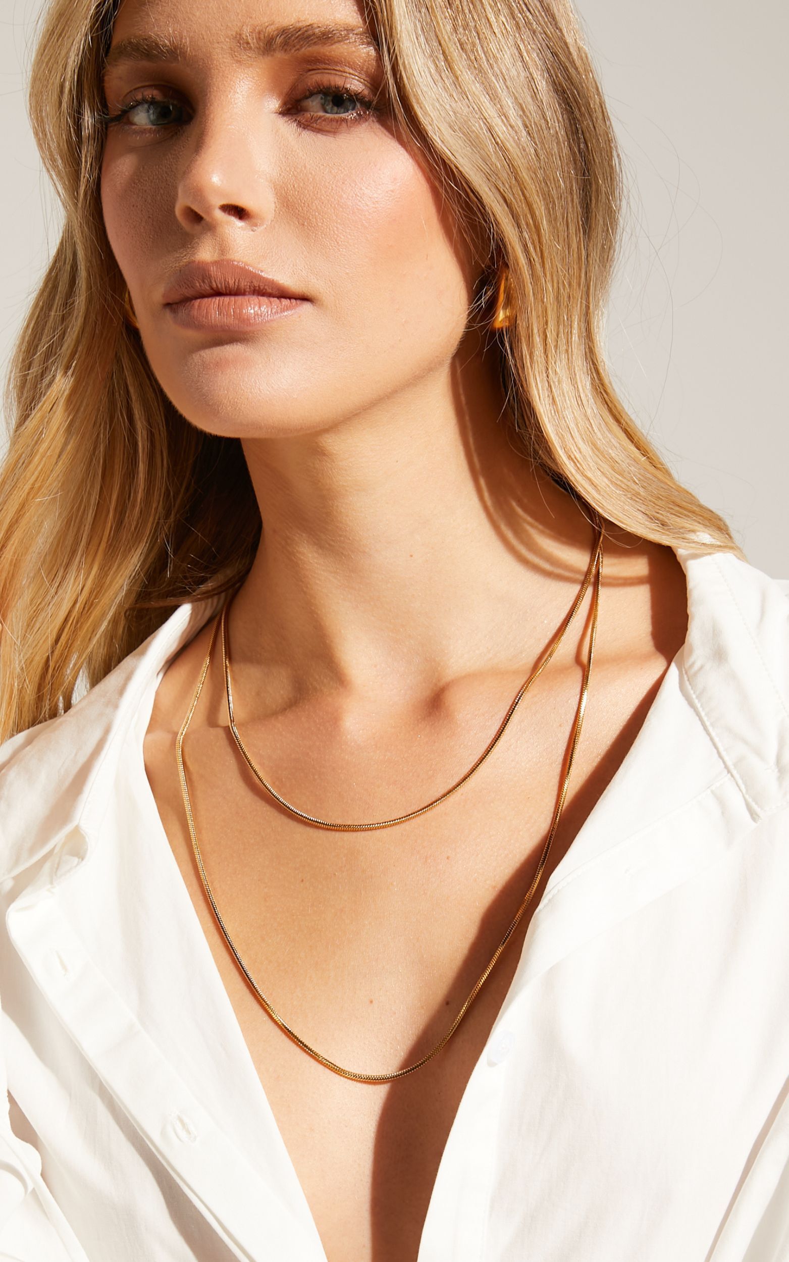 Louis Layered Thin Chain Necklace in Gold